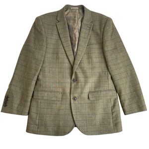 Samuel Windsor Wool Tweed Jacket Blazer Men’s 40S Windowpane Green Khaki